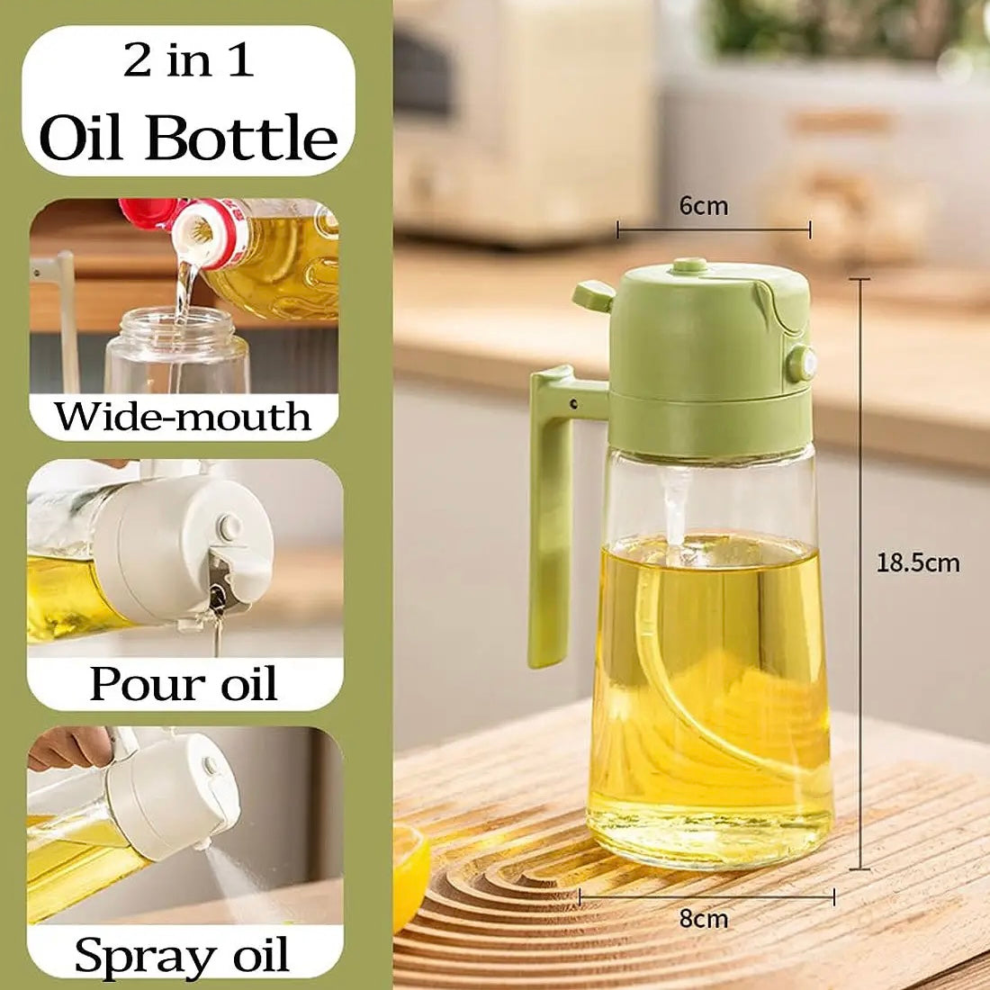 2 In 1 Sprayable & Pourable Cooking Oil Bottle 500ml